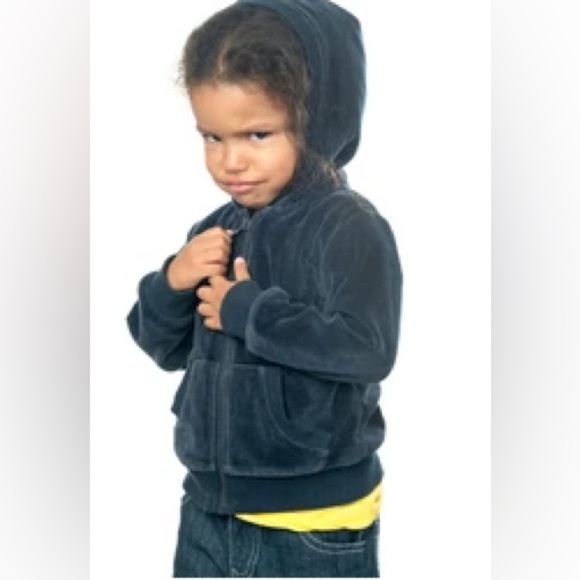 Gymboree Girls Black Velour Hoodie Bow Zip Up Sweatshirt 7 - Picture 5 of 6